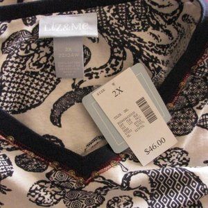 Liz and Me Red, White and Blue Paisley 2X Top